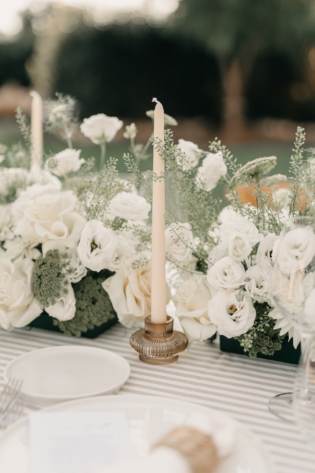 Neutral Styling Long Banquet Table at Masseria San Michele Wedding
