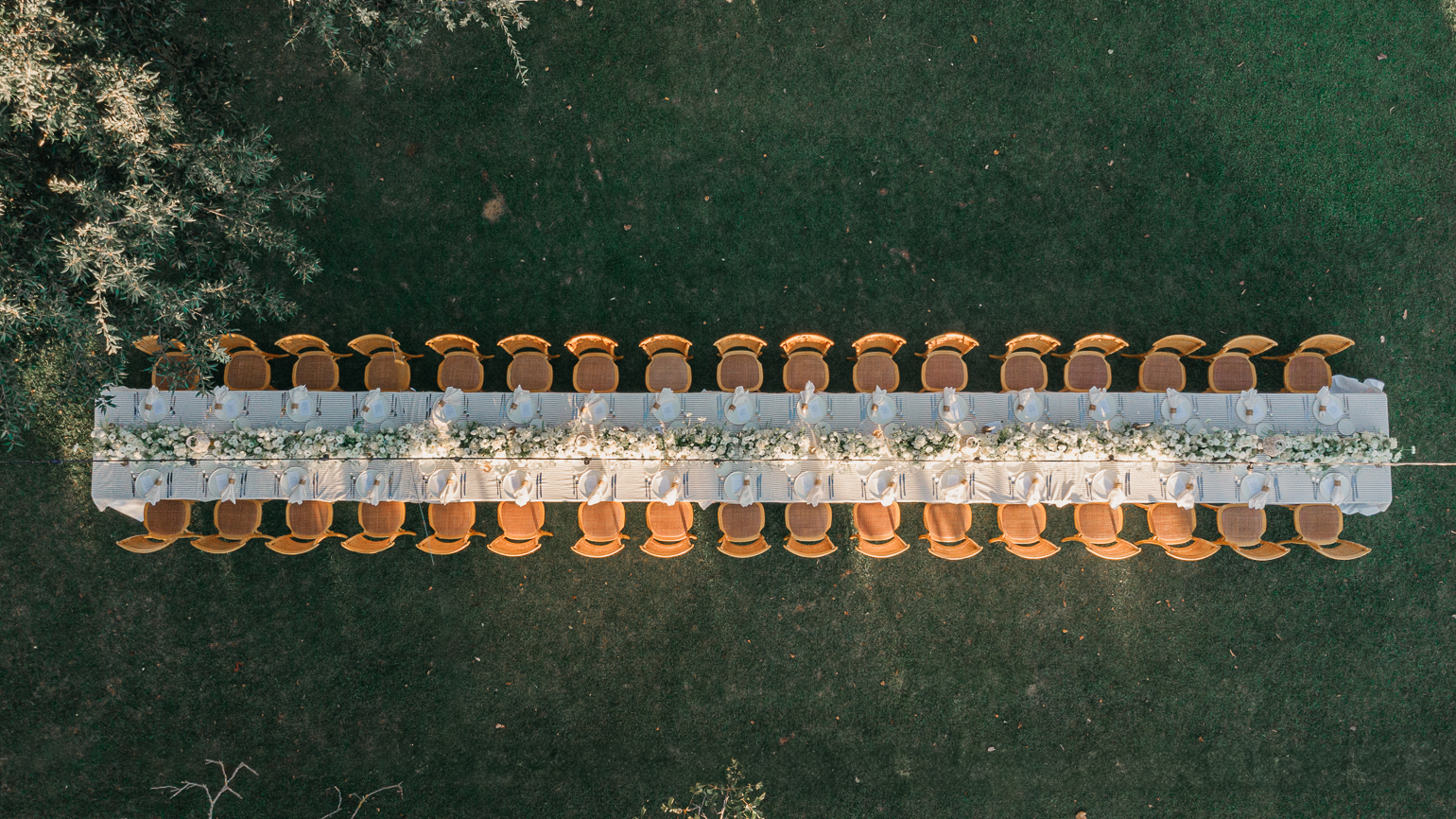 Neutral Styling Long Banquet Table at Masseria San Michele Wedding
