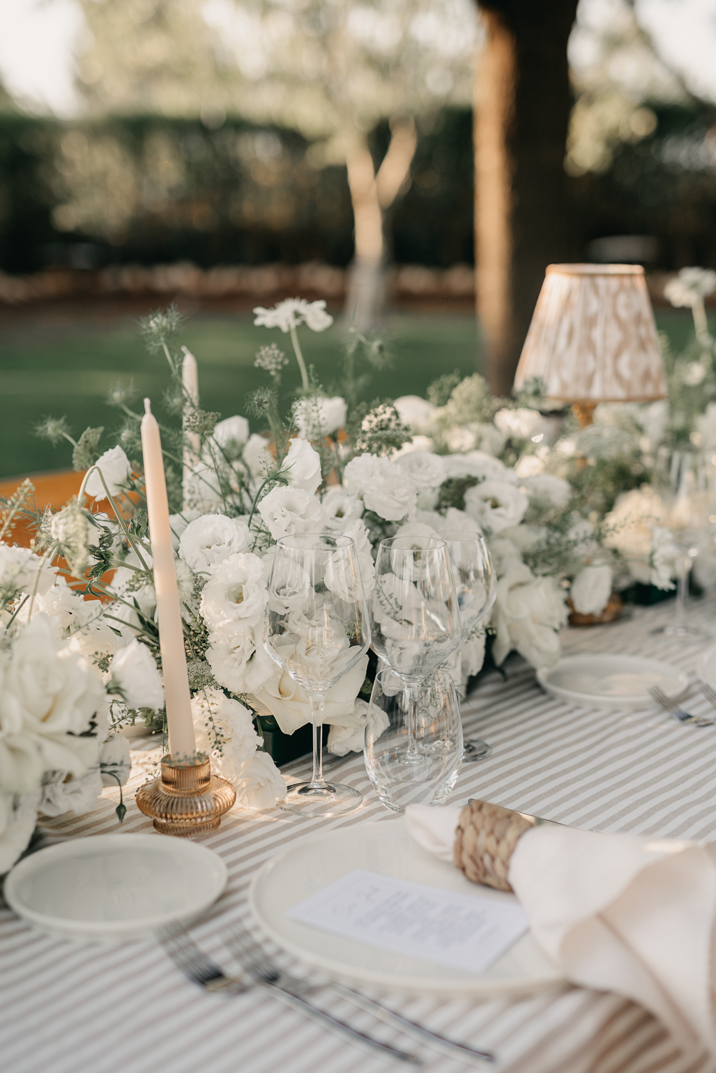 Neutral Styling Long Banquet Table at Masseria San Michele Wedding
