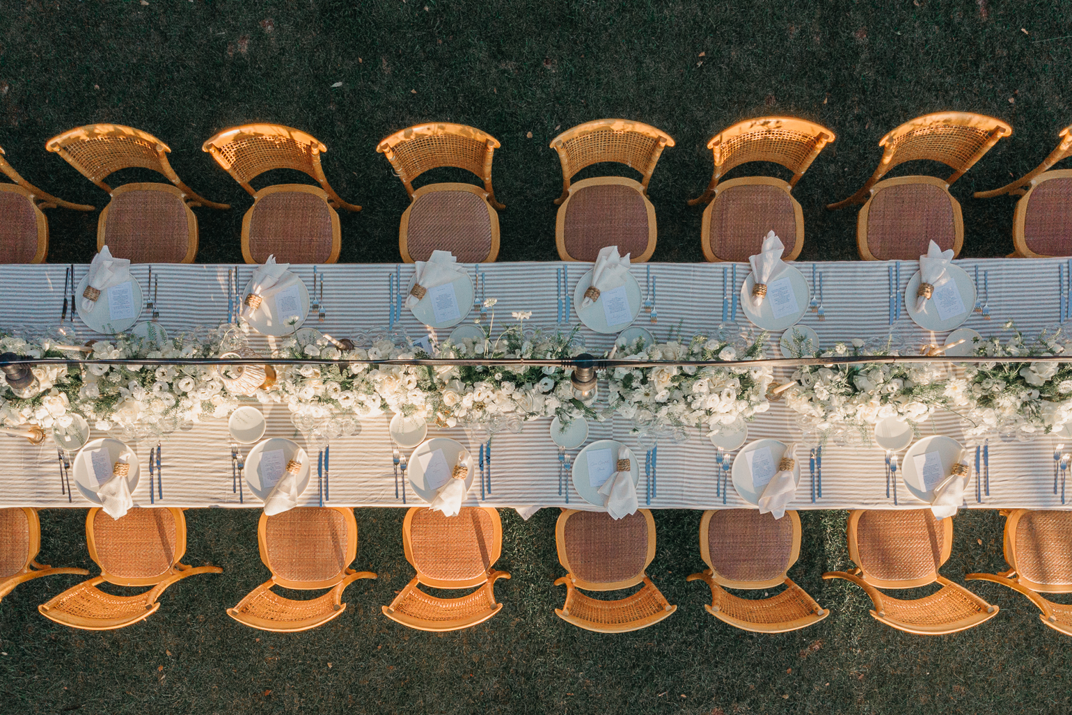 Neutral Styling Long Banquet Table at Masseria San Michele Wedding
