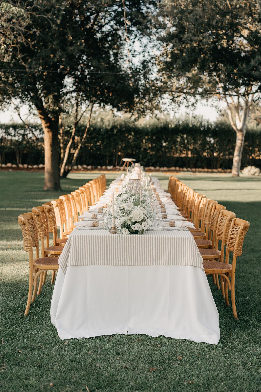 Neutral Styling Long Banquet Table at Masseria San Michele Wedding
