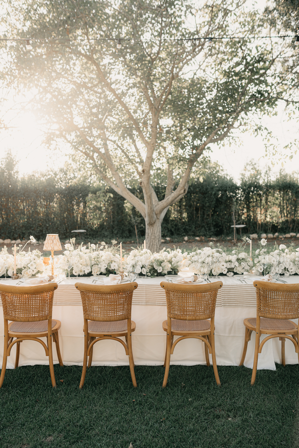 Neutral Styling Long Banquet Table at Masseria San Michele Wedding
