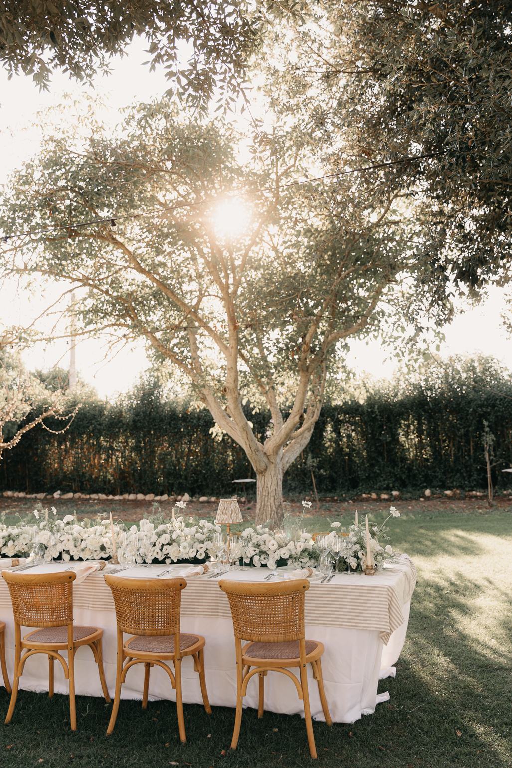 Neutral Styling Long Banquet Table at Masseria San Michele Wedding
