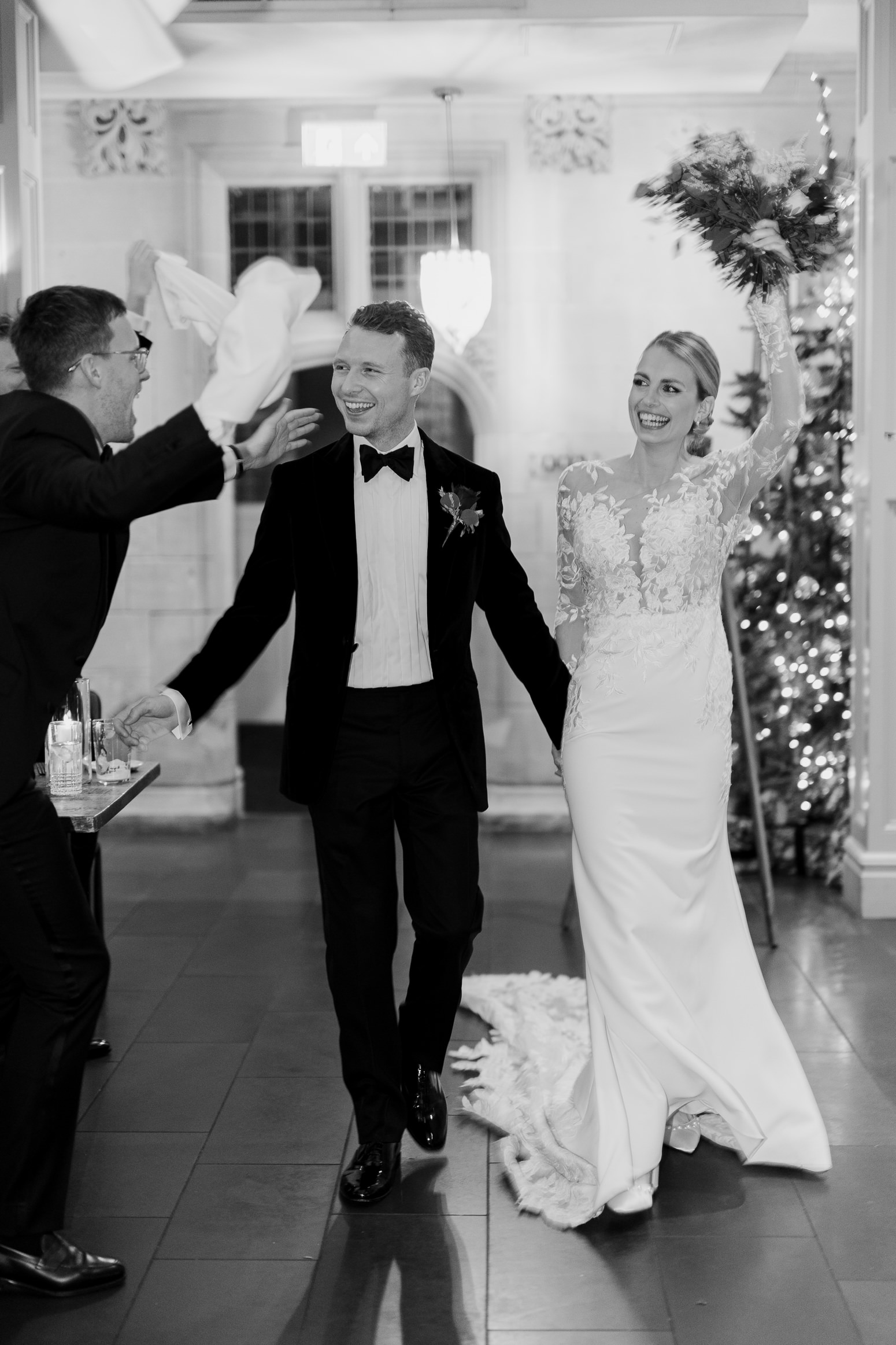 Hampton Manor wedding, christmas wedding inspiration, black tie wedding photographer