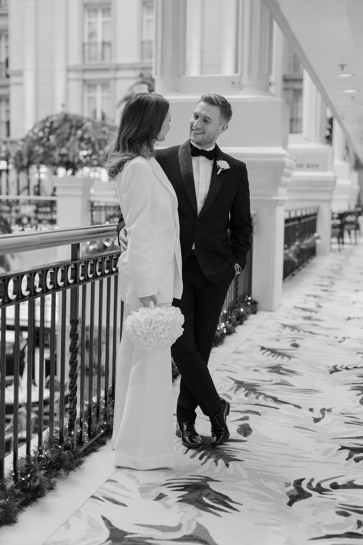 wedding photos at Landmark London hotel, london wedding photographer, editorial black tie elopement