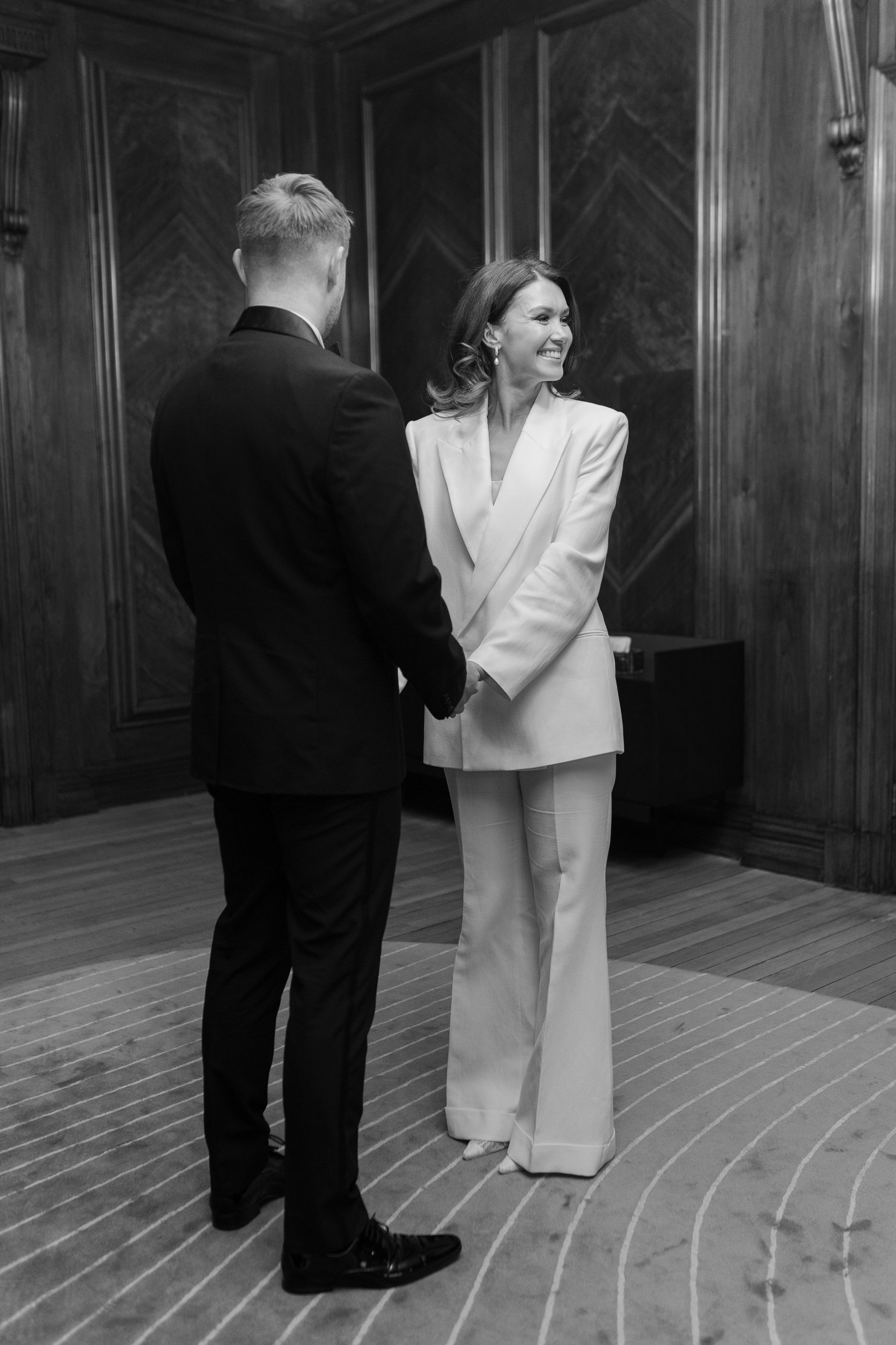 London town hall ceremony at Marylebone Room. Black-tie London wedding, London town hall elopement 