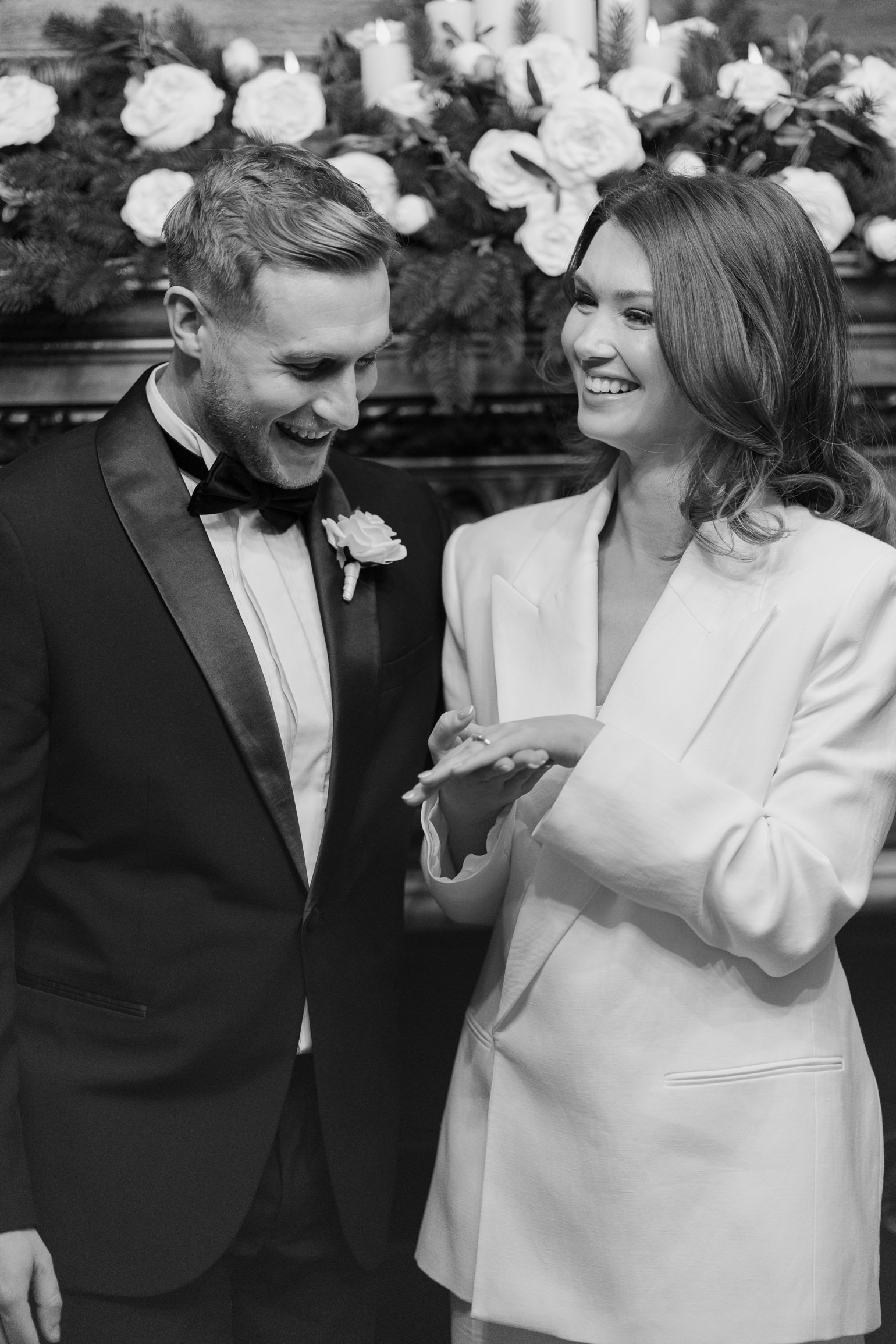 London town hall ceremony at Marylebone Room. Black-tie London wedding, London town hall elopement