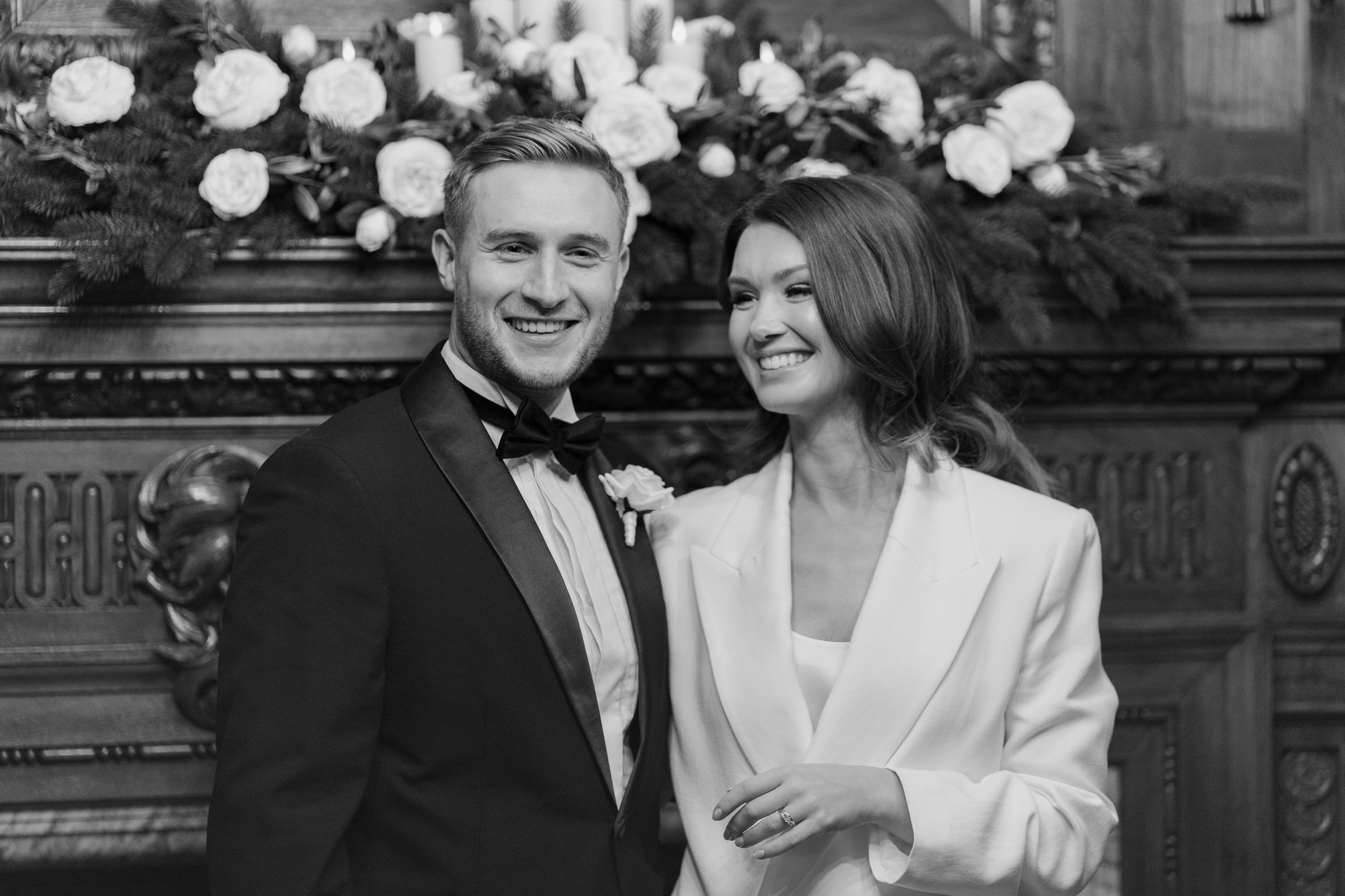 London town hall ceremony at Marylebone Room. Black-tie London wedding, London town hall elopement 