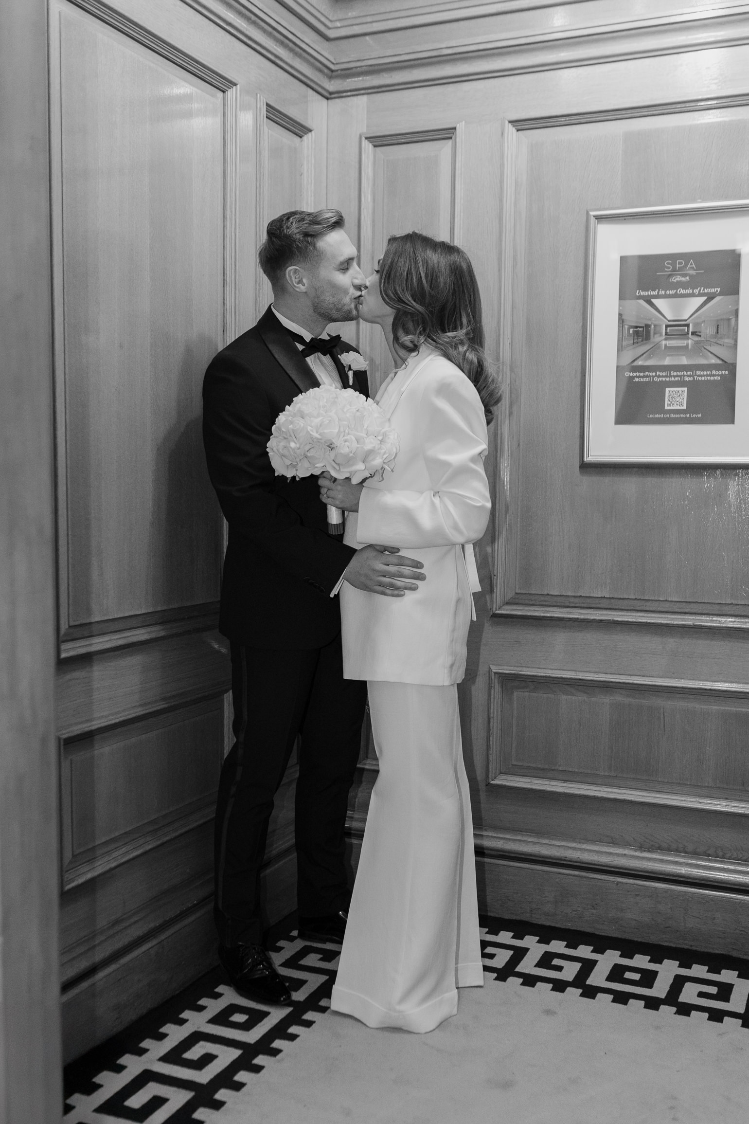 wedding photos at Landmark London hotel, london wedding photographer, editorial black tie elopement