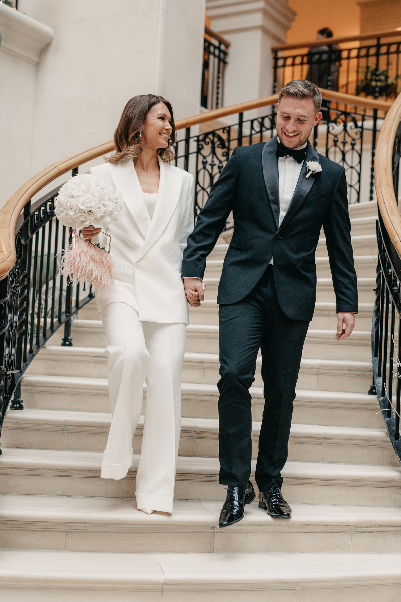 wedding photos at Landmark London hotel, london wedding photographer, editorial black tie elopement