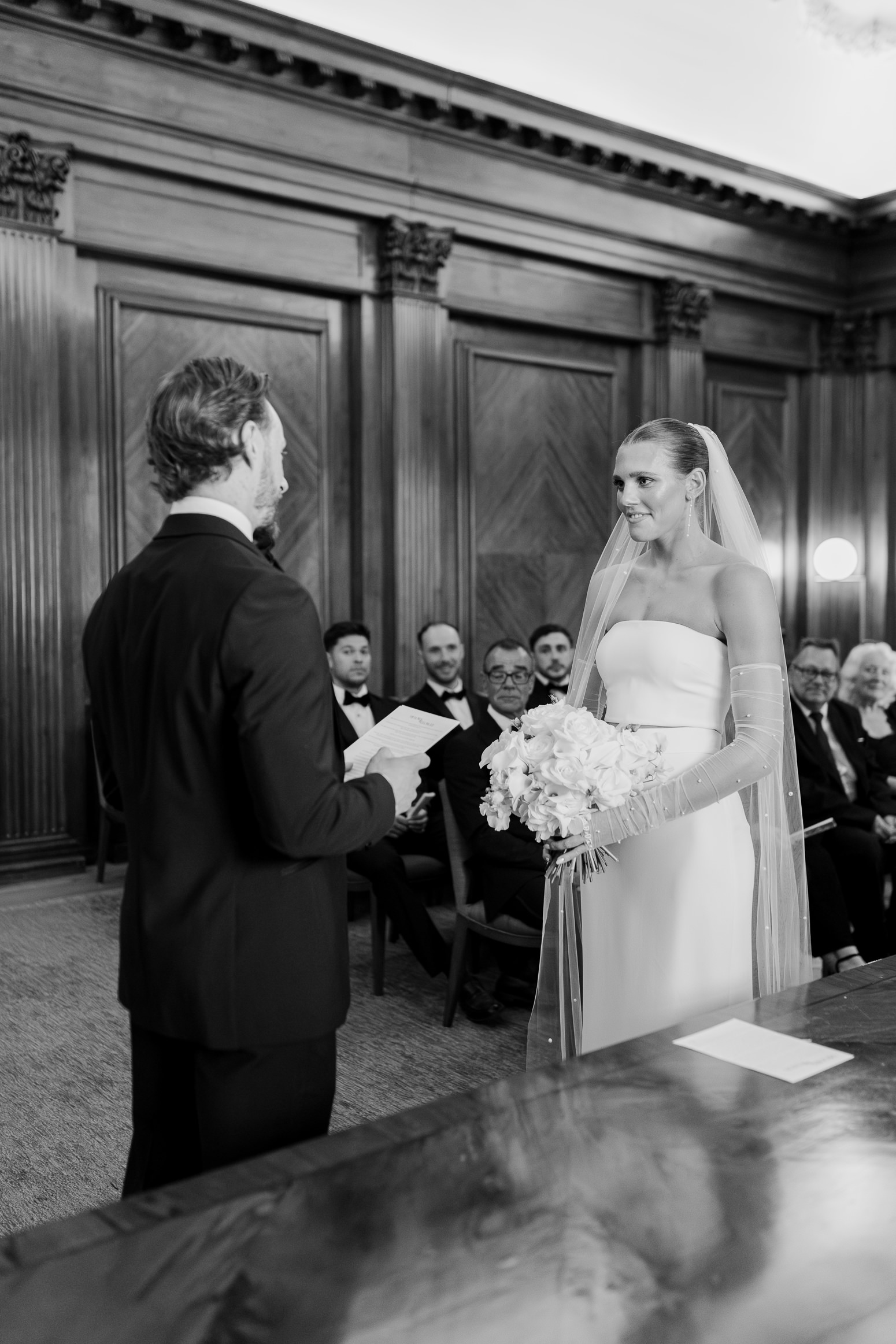 westminster room at marylebone town hall, london elopement, london micro wedding, two piece wedding dress, london black tie wedding